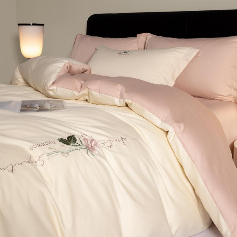 Light Luxury Long-Staple Cotton Bedding Sets Pure Cotton Embroidery Super Soft Bedclothes High Quality Comforter Set for Adults