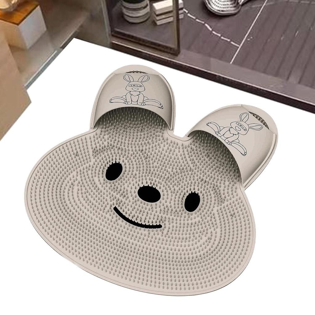 Foot Scrubber Mat Foot Scrubber for Shower Floor Bunny Callus Remover Feet Cleaner Brush Cleaning Supplies with Suction Cups for