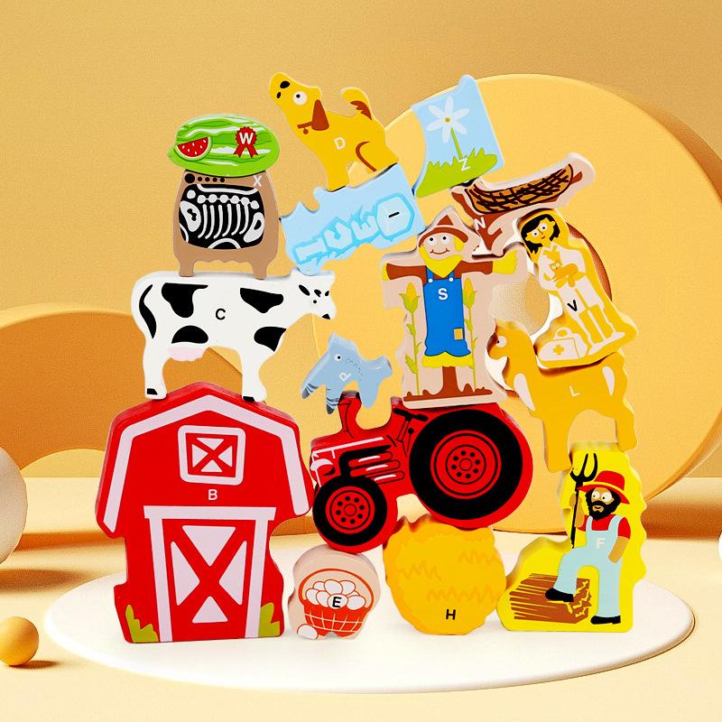 Dětské dřevěné puzzle hračka Montessori 3D zvířecí farma dopravní hra předškolní rané učení vzdělávací hračky pro děti
