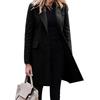 Women's Coat Winter Medium-length Row of Buttons Solid Color Tweed Long Sleeve Turn-down Colla Coats