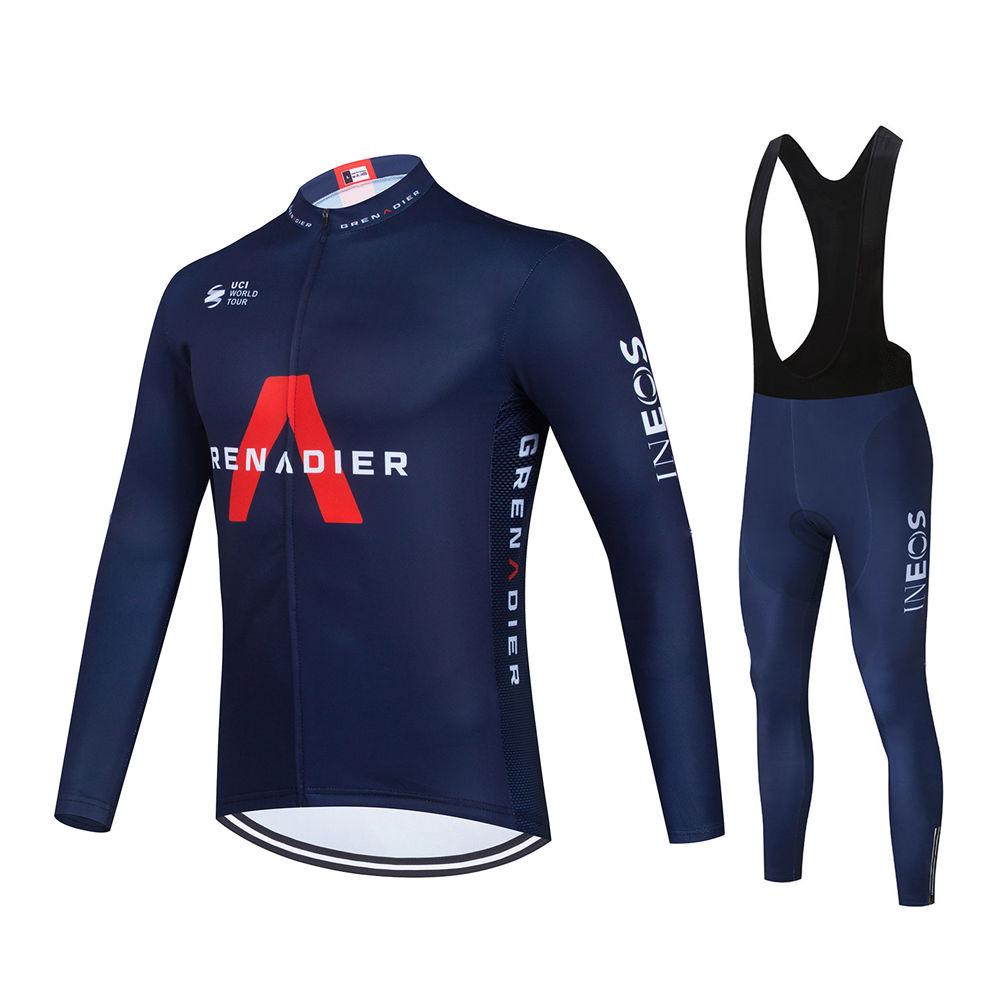 Ineos Team Long Sleeve Cycling Jersey Set for Men, MTB Bike Clothing, Bicycle Wear, 19D Gel Bib Pants 2026
