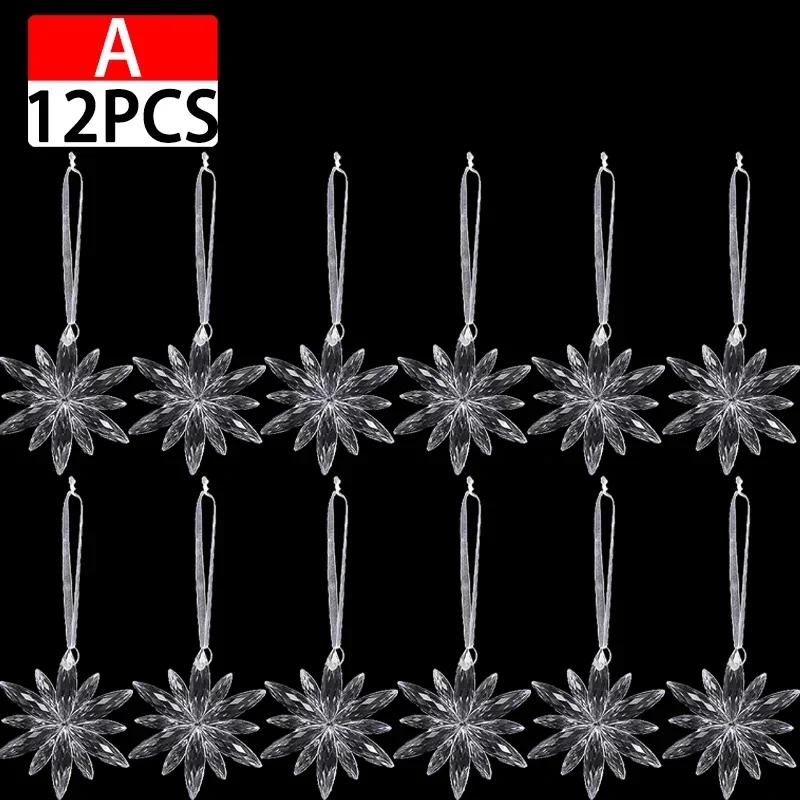 Crystal Snowflake Ornament Christmas Tree Icicle Snowflake Angel Elk Reindeer Clear Crystal Indoor Outdoor Party Decorations