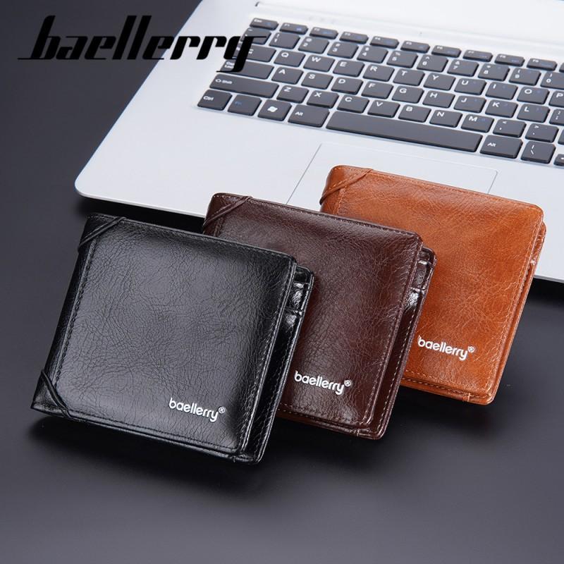 New Wallet Men Short Style European American Retro Business Horizontal Multi Slot Buckle Ticket Holder