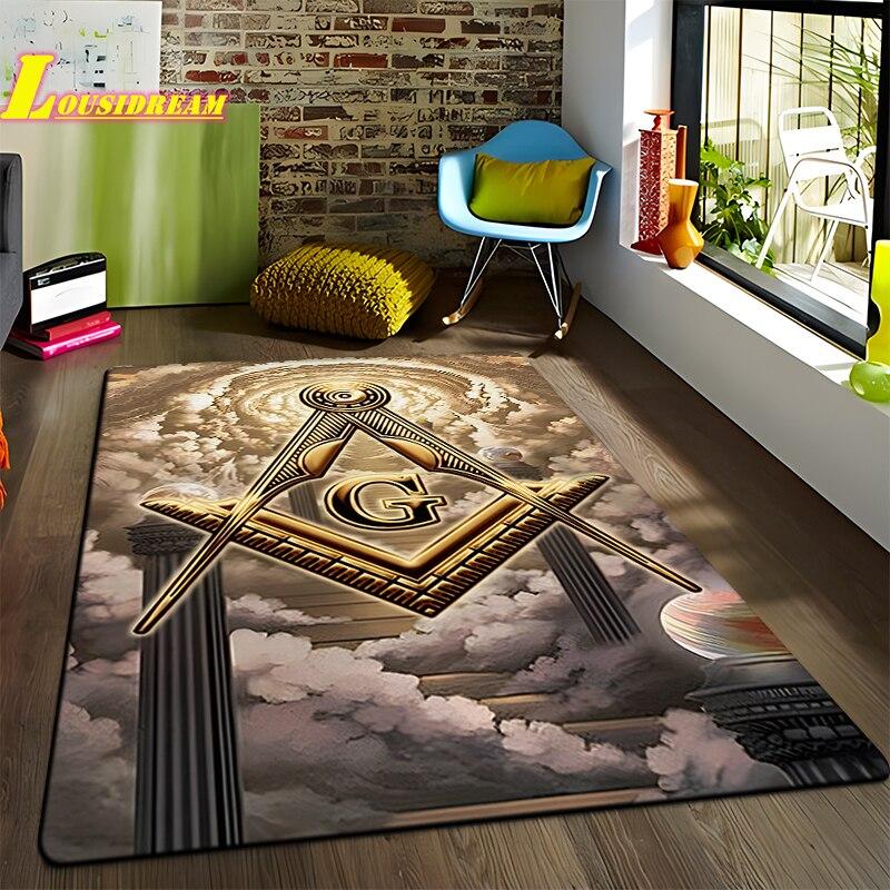 Freemason Illuminati Fashion Print Rug Home Decor Rug Anti-Slip Rug Living Room Bedroom Kitchen Bathroom Balcony Floor Mats