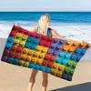 Buntes Patchwork-Blockmuster Sommer-Strandtuch, Ultrafeine Mikrofaser Schnelltrocknend für den Strand