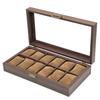 Watch Storage Box Large Capacity 12-Slot Wood-Grain Finish for Dresser