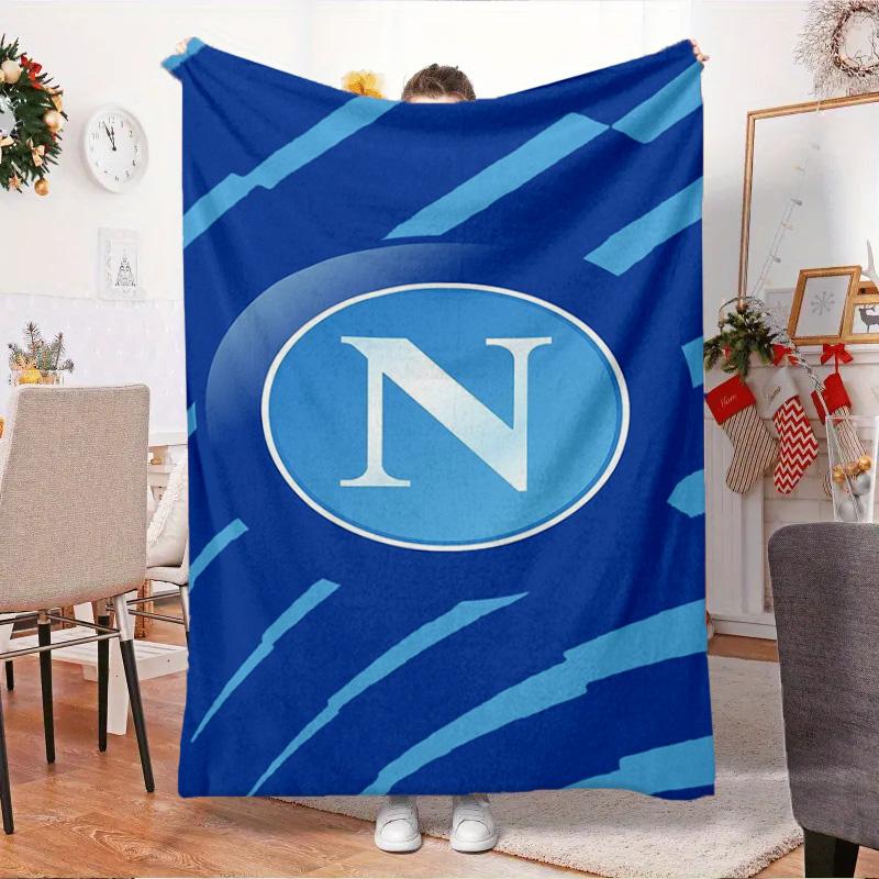 Coperta con Emblema del Napoli Calcio Coperta in Flanella da Esterno per Campeggio, Escursionismo, Feste in Giardino, Essenziali per Picnic, regalo per famiglia e amici