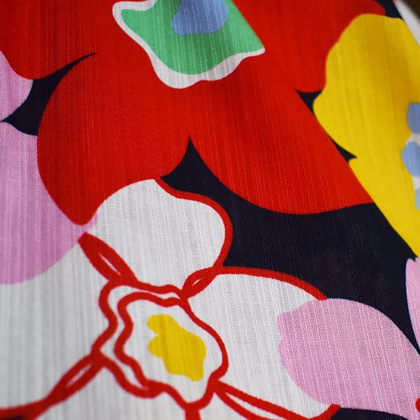 Kimono summer flowers [Stylish Iroha] Yukata, ready-made, (navy blue)