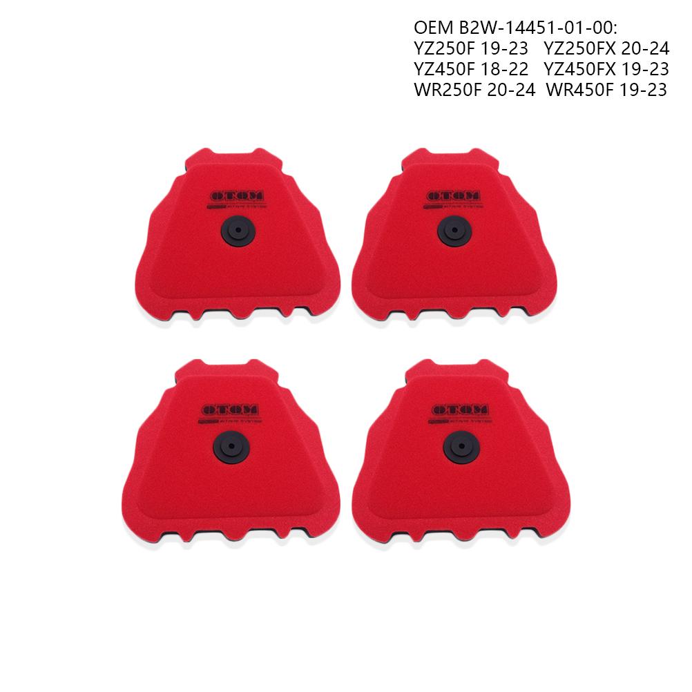 OTOM YZF WRF 250 450 Motorcycle 4 Pcs Air Filter  For YAMAHA YZ250F YZ450F YZ125 Element Dual Foam Layer Sponge Cartridge 01-26