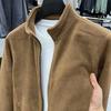 Men's Thick Lambswool Sherpa Cardigan with Stand Collar and Zipper