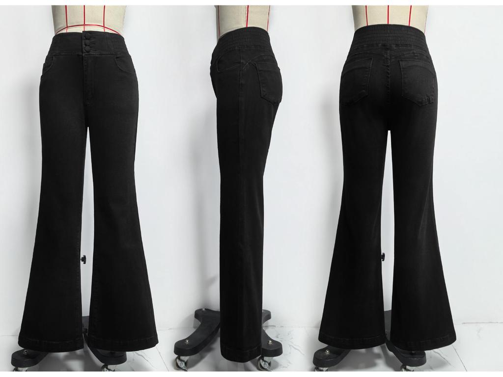 2025 Women's European & American Style High Waist Stretch Skinny Flare Denim Pants