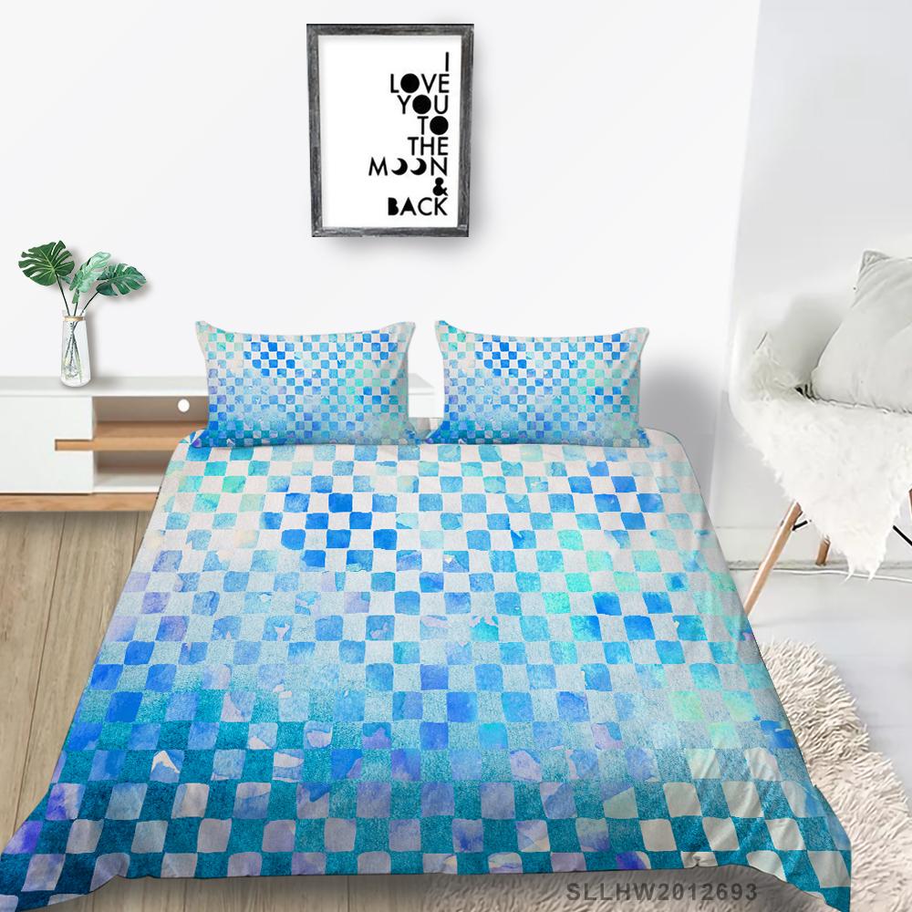 3D-Farbmuster-Grafikdruck-Bettwäsche, Einzelbett, Doppelbett, volle Größe, Vintage-Muster, Kissenbezug und Bettbezug, 2 oder 3 bequeme Heimdekoration