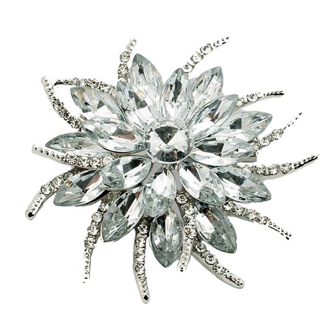 Buy Women's Fashion Crystal Large Flower Brooch Pin Wedding Party Lady