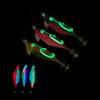 5pcs Fishing Luminous Shrimp Lure Hard Artificial Lure Wood Shrimp Bait with Squid Hooks