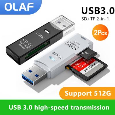 2 יחידות קורא כרטיסים USB 3.0 מהיר 2 ב-1 קורא כרטיסים Micro SD TF מתאם קריאת כרטיס זיכרון לטלפון PC מחשב נייד אביזרים
