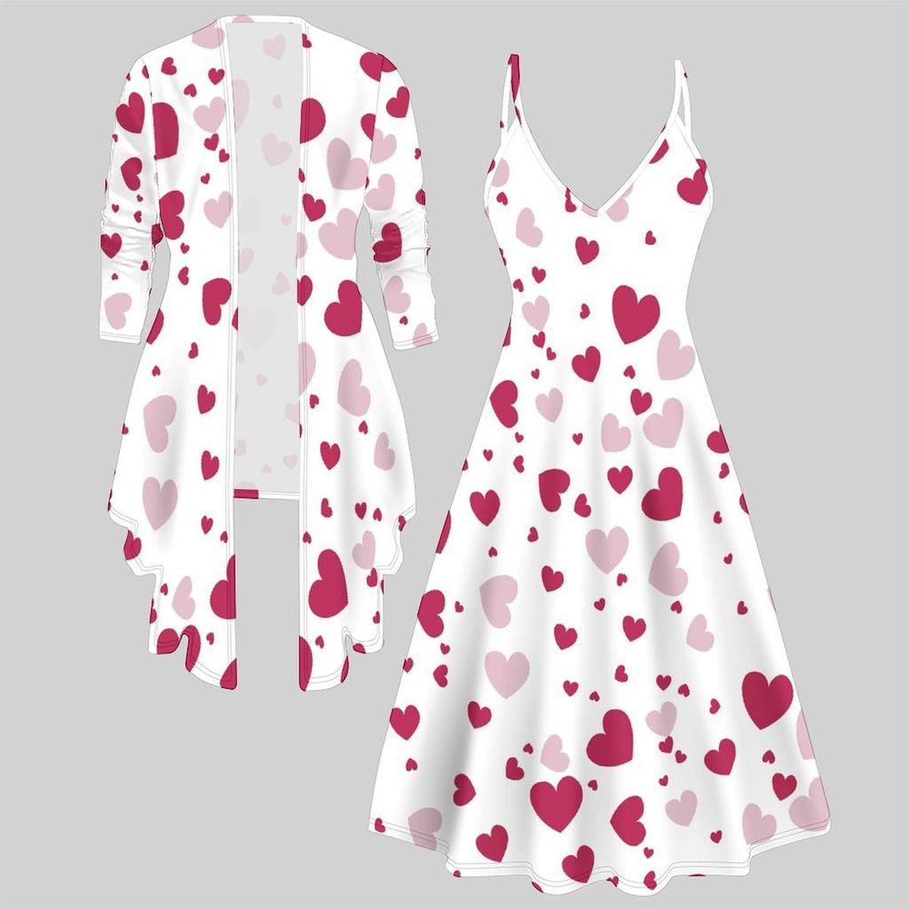 3D  Printed  Set Dress Coat ,   Single Color, Simple ShapeFashion Print,suitable for Various Scene Fashion Styles