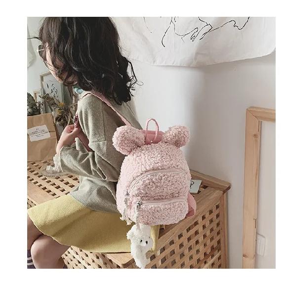 Children Backpack Students Class Bags for Girls Winter Cute Cartoon Plush Backpack Mother Kids Little Bear Bag Mochila Infantil