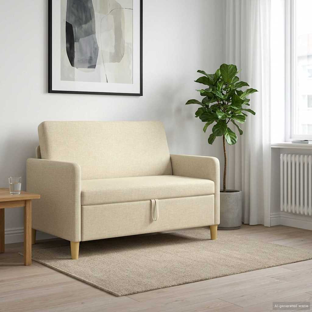 Cream Storage Sofa 122 X 78 X 87 Cm Polyester