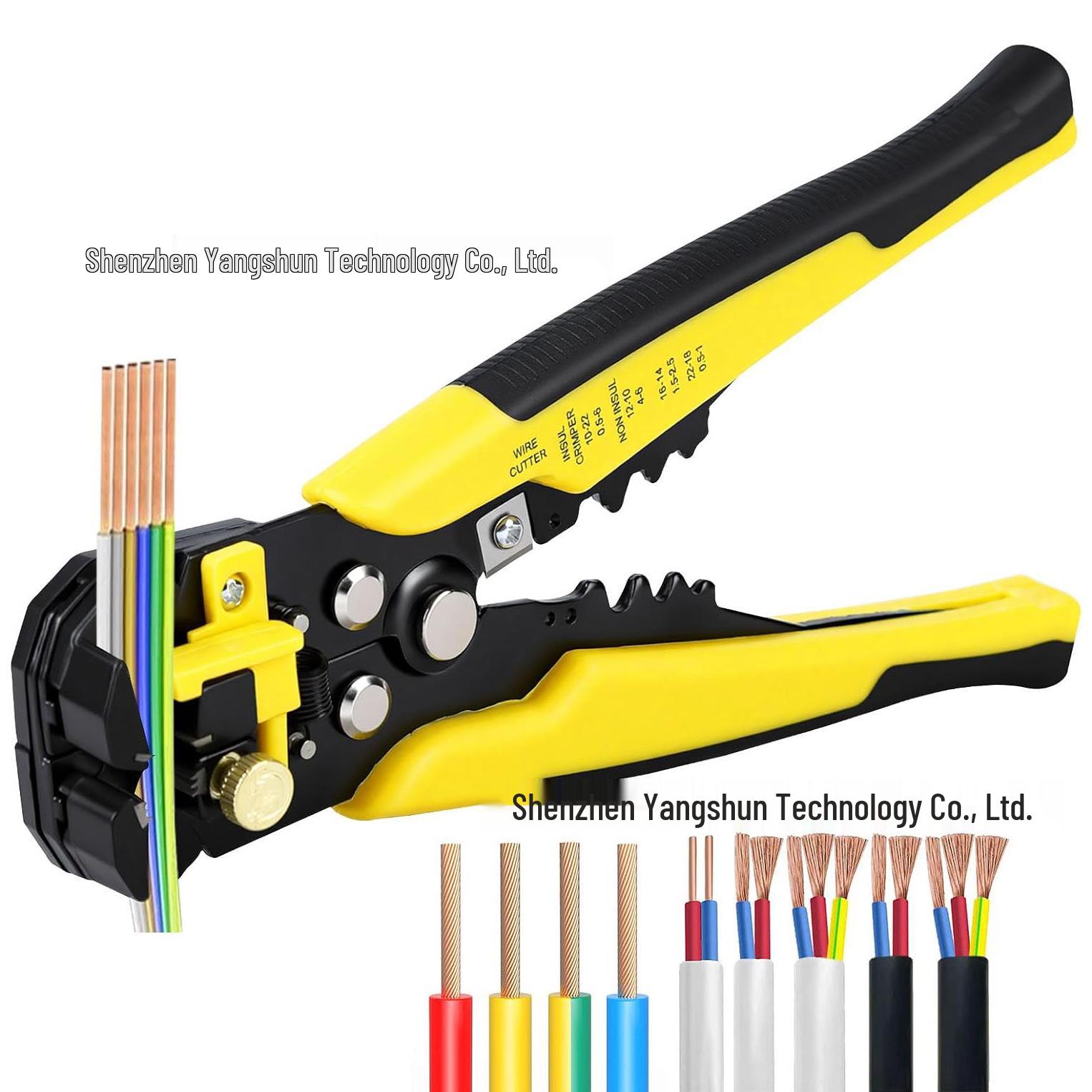 

8-дюймовые саморегулирующиеся желто-черные 3-в-1 многофункциональные клещи для обжима и зачистки кабеля