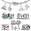 Original Charm Bead Copper Love Mom Letter Fit Bracelet Charm Making For Woman Gift Jewelry