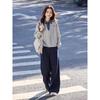 ZOSOUL Embroidered Faux-Layer Polo Sweatshirt