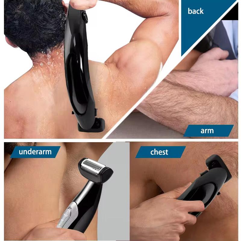 Waterproof Rechargeable Body Hair Trimmer Electric Back Shaver USB Men's Full Body Shaver Removable Handle