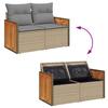 5 Piece Garden Sofa Set with Cushions Beige Poly Rattan & Acacia