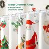 Christmas Shower Curtain Santa Claus Reindeer Tree Gift Design Holiday Theme Festive Decor Waterproof Fabric Xmas Bathroom