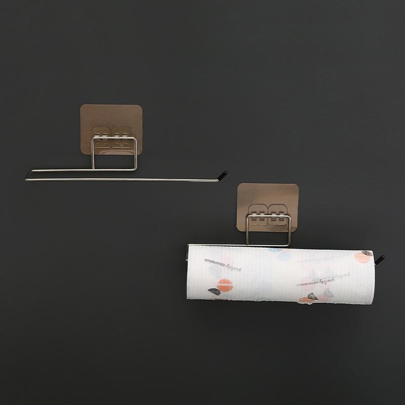The Kitchen Wall Hanging Paper Towel Rack,Plastic Wrap , Perforation-Free Dish Cloth Stainless Steel Organizer Hooks