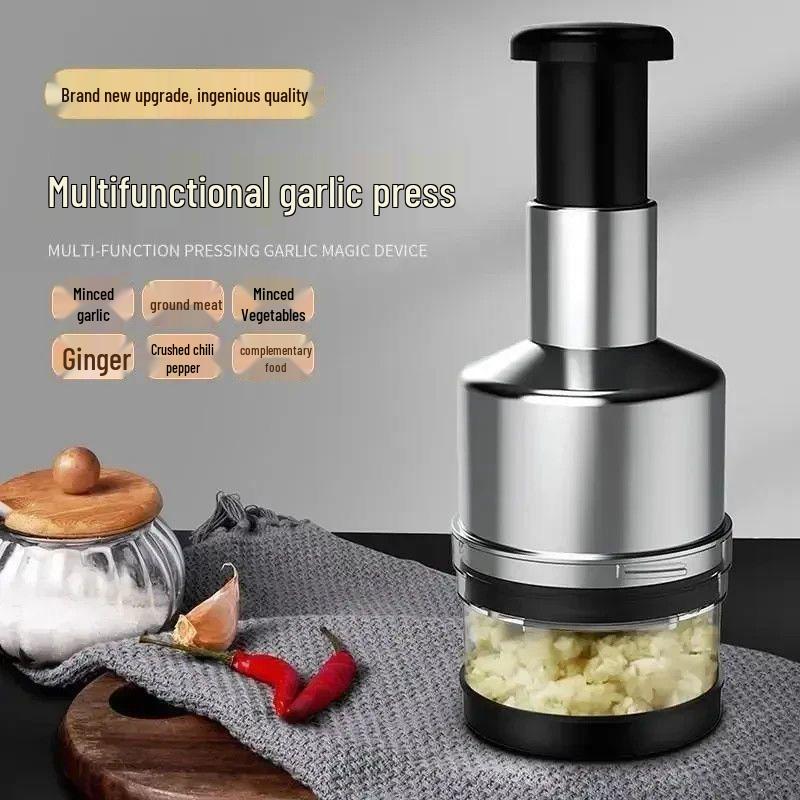 Stainless Steel Multi-functional Vegetable Chopper & Garlic Press