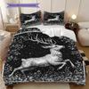 Deer Pattern Bedding Quilt Set Quilt Cover Pillowcase Home Decoration Birthday Gift (1 * Duvet Cover + 2 * Pillowcase, Without Core)