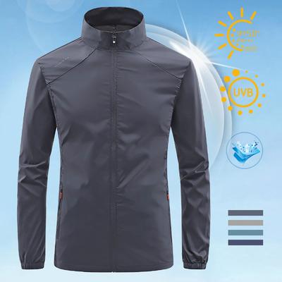 Summer Men's Sun Protection Skin Coat Lightweight Breathable Ice Silk Stand Collar Sunscreen Jacket Outdoor Camping  Jakcet