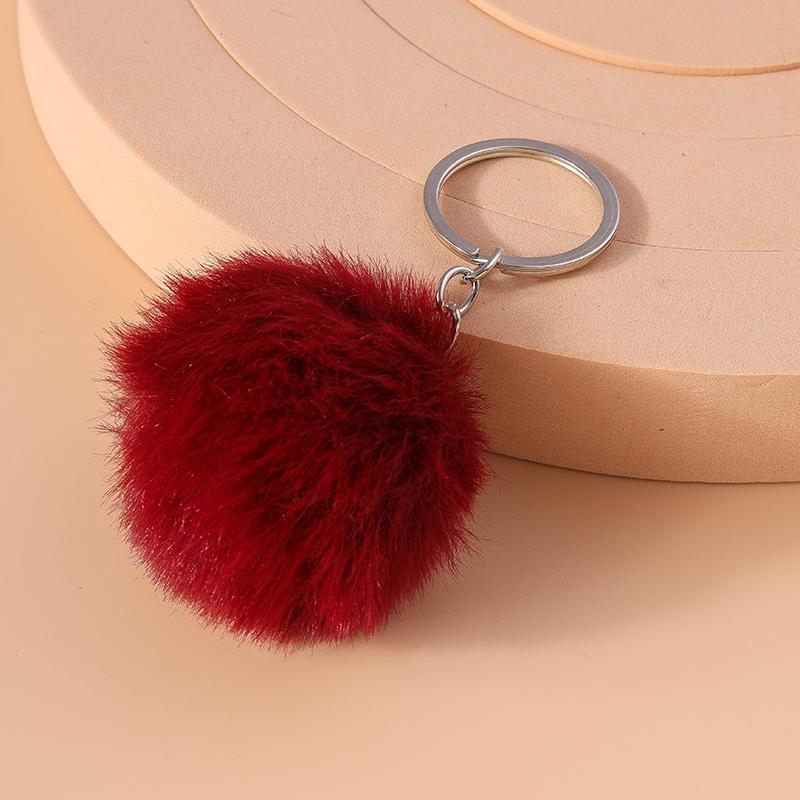 Cute Soft Fluffy Ball Keychain Plush Faux Rabbit Fur Key Ring Pendant for Women Girls Handbag Decor DIY Jewelry Gift