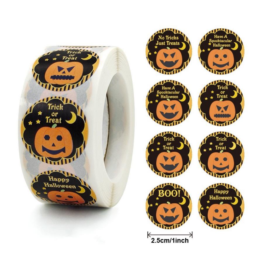 

500pcsHalloween Pumpkin Stickers Cute Pumpkin Expression Stickers Ghost Face Stickers Trick-or-Treat Party Baking Bag Sealing St