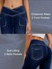 Calças de Yoga Jeans de Cintura Alta Cruzada V-Waist para Mulheres - Emagrecedoras, Elásticas, Roupa Fitness para Exterior