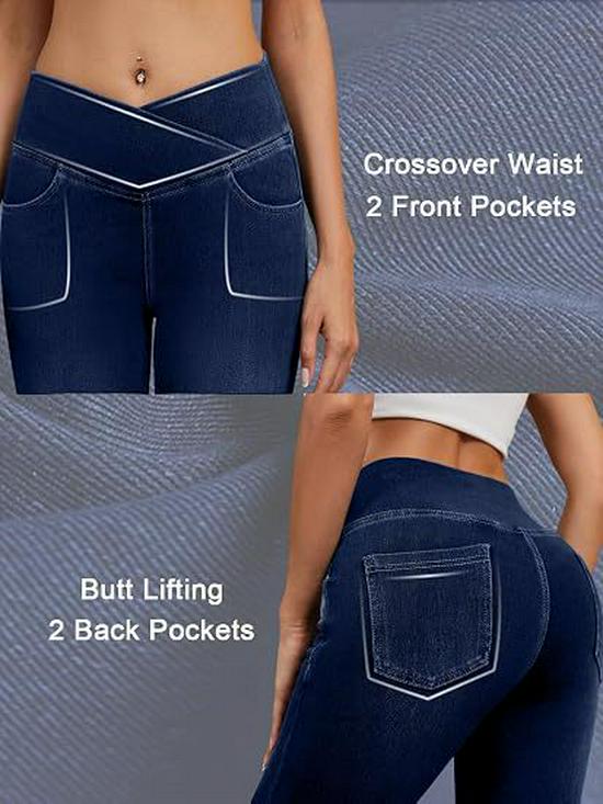 Calças de Yoga Jeans de Cintura Alta Cruzada V-Waist para Mulheres - Emagrecedoras, Elásticas, Roupa Fitness para Exterior