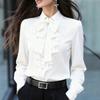 Women's Trendy Color Long Sleeve Blouse with Lapel Collar