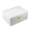 2-Drawer Jewelry Box Large Capacity Jewelry Storage Box with Lock Diamond Pattern Ring Jewelry Gift Box Accessories Packaging Box PU Leather Material