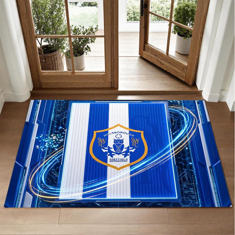 Sheffield Wednesday Football Design Crystal Velvet Rug Soft Decorative Mat for Bedroom Entrance