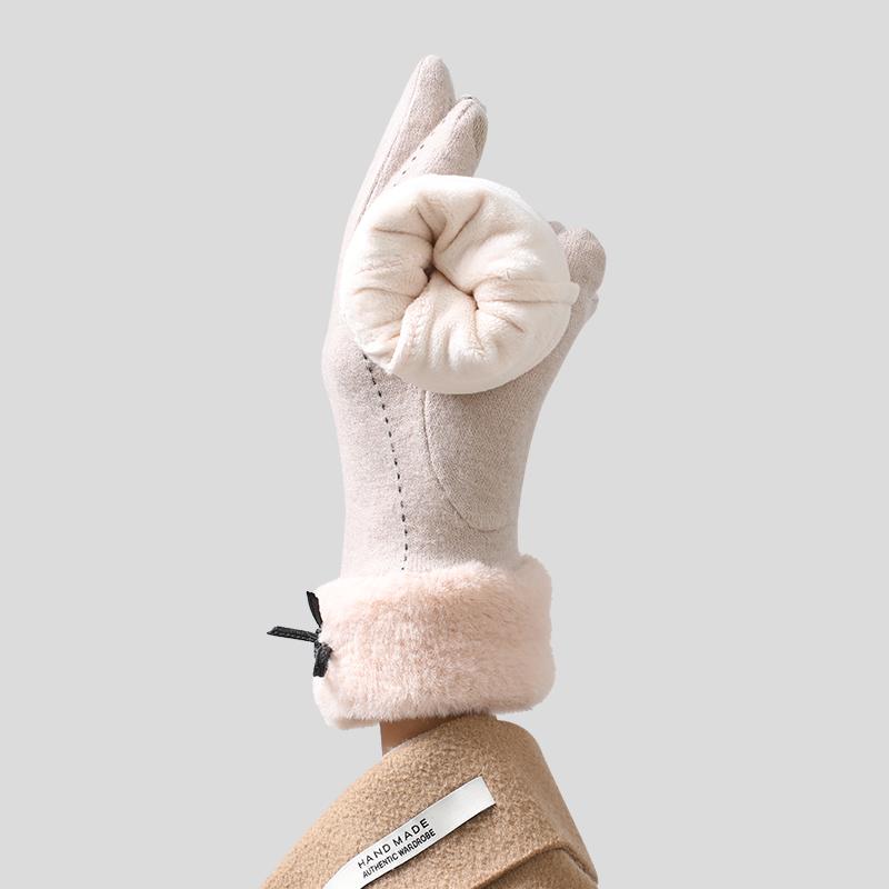 Women Fall Winter Windproof Touchscreen Thick Fleece Lining Daily Use Commuting Superior Warmth Cycling Gloves