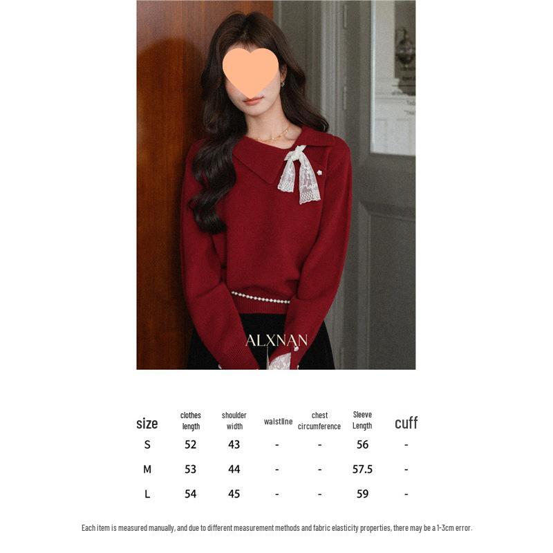 Lu Xiangnan Women s Gray  Gentle Sister Style  Sweater - Autumn/Winter Long-Sleeved Loose Knit Top Large