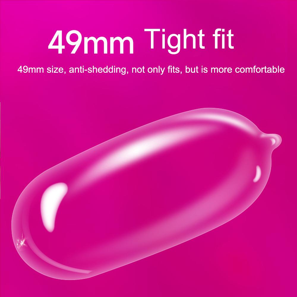 Prezervativ mic ultra-subțire de 49 mm Sex în siguranță Super neted, transparent, prezervativ natural din latex, produs sexual pentru adulți