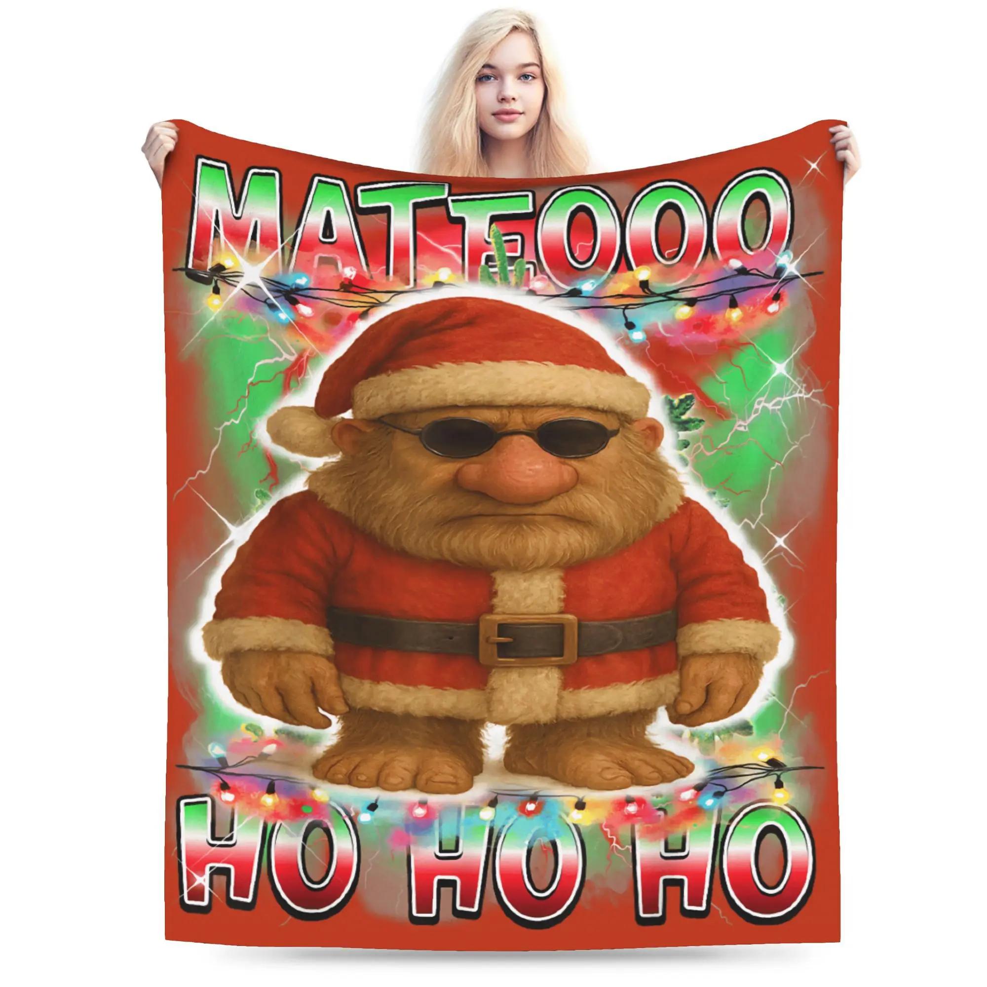 

Mateo Sahur Santa Claus Italian Brainrot Christmas Blanket Warm Soft Throw Blanket Autumn Airplane Couch Bed Novelty Bedspread 75x90cm