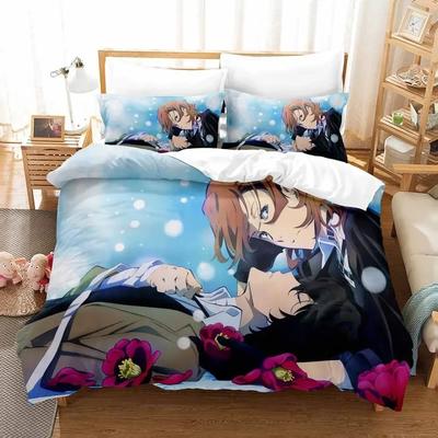 3D-Druck Anime Bungo Stray Dogs Bequeme Bettdecke Bettbezug Kissenbezug Bettwäsche-Set Kinderzimmer Dekoration Heimtextilien