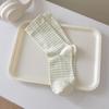 Women's Lightweight Japanese Style Cotton Striped Socks - Breathable, Loose Cuff, Mid-Calf, Maternity Friendly.