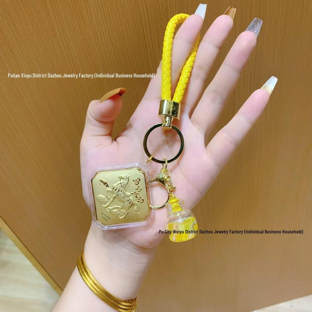 Shuibei 999 Fine Gold Keychain Pendant - Instant Success Charm, 20mg Bag Accessory