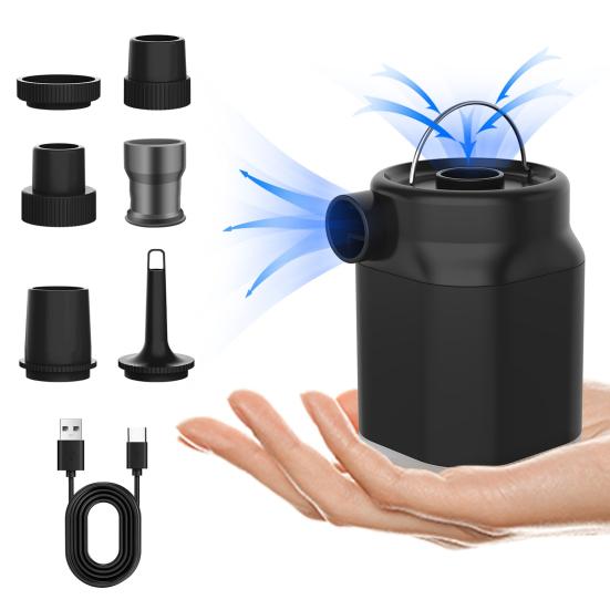 Outdoor Mini Air Pump with LED Inflatables Swimming Ring Pool Portable USB Rechargeable Float Air