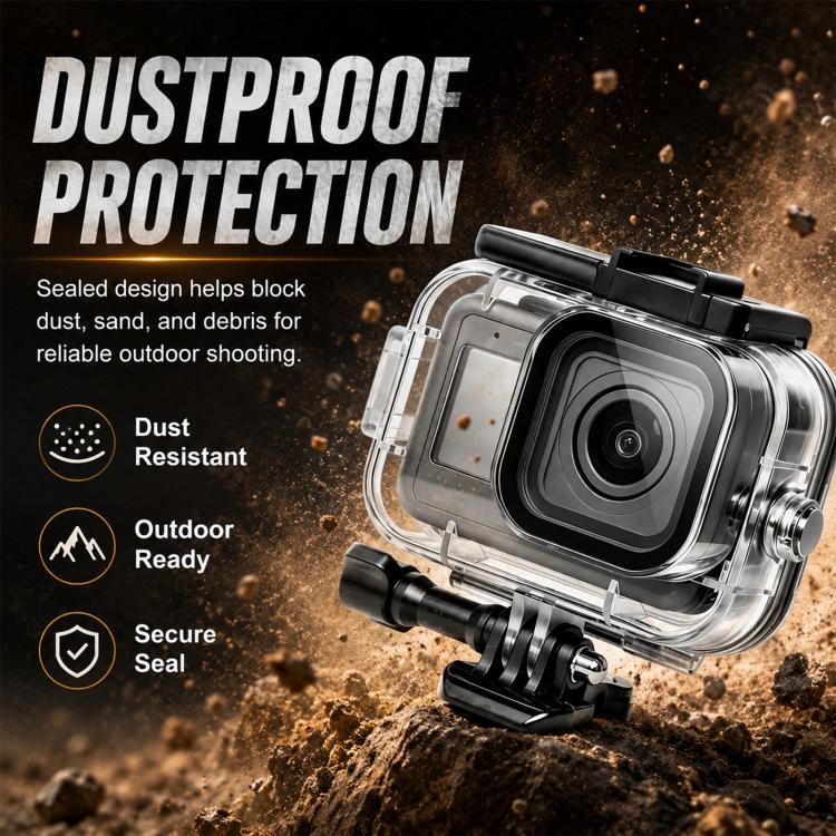 Transparent‑60m‑Depth Waterproof‑Diving‑Housing‑Case, Dual‑Cold‑Shoe Underwater‑Protective‑Shell With Anti‑Fog‑Sheets For GoPro MISSION 1 / 1 PRO