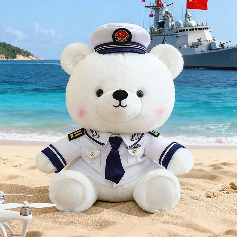 32cm Cartone Animato Capitano Marinaio Uniforme Orso Peluche Giocattoli Animali Morbidi Ripieni Tuta da Marinaio Vestiti Orsetto per Bambini Regali