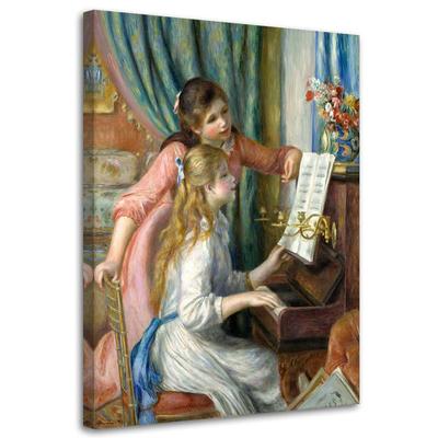Impressão em tela, Meninas ao piano - A. Reprodução de Renoir
